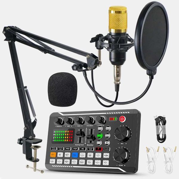 F998 BM800 Sound Card Set Professional Audio Condenser Mic Studio Microphone for Karaoke Podcast Recording Live StreamingT250116