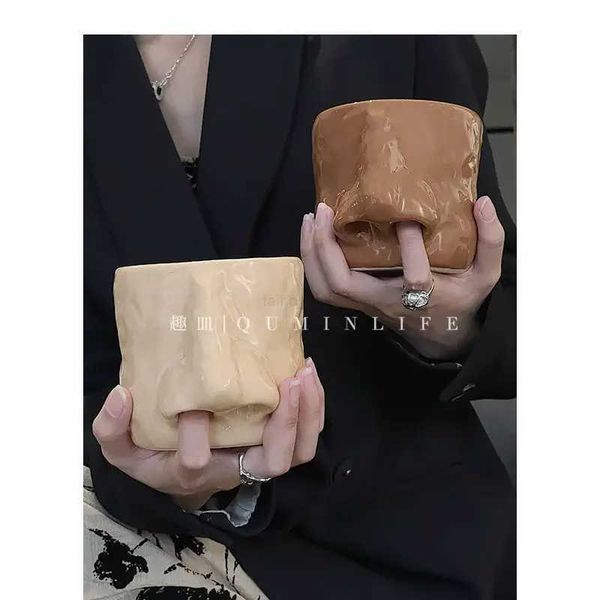 Funny creative ceramic cup nostril mug household water cup office dormitory cup drink juice cup giftB240720