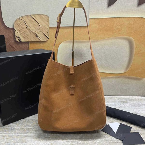 Suede Leather Bucket Bag Crossbody Hobo LE37 Underarm Shoulder Shopping Handbags Plain Bags Handbag Purse Drawstring Women Large Capacity Po
