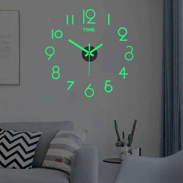 reloj de pared Luminous Wall Clock DIY Quartz Watch Clocks Acrylic Mirror Stickers Horloge Murale Wall Decor Home Decoration HOTXJ240814