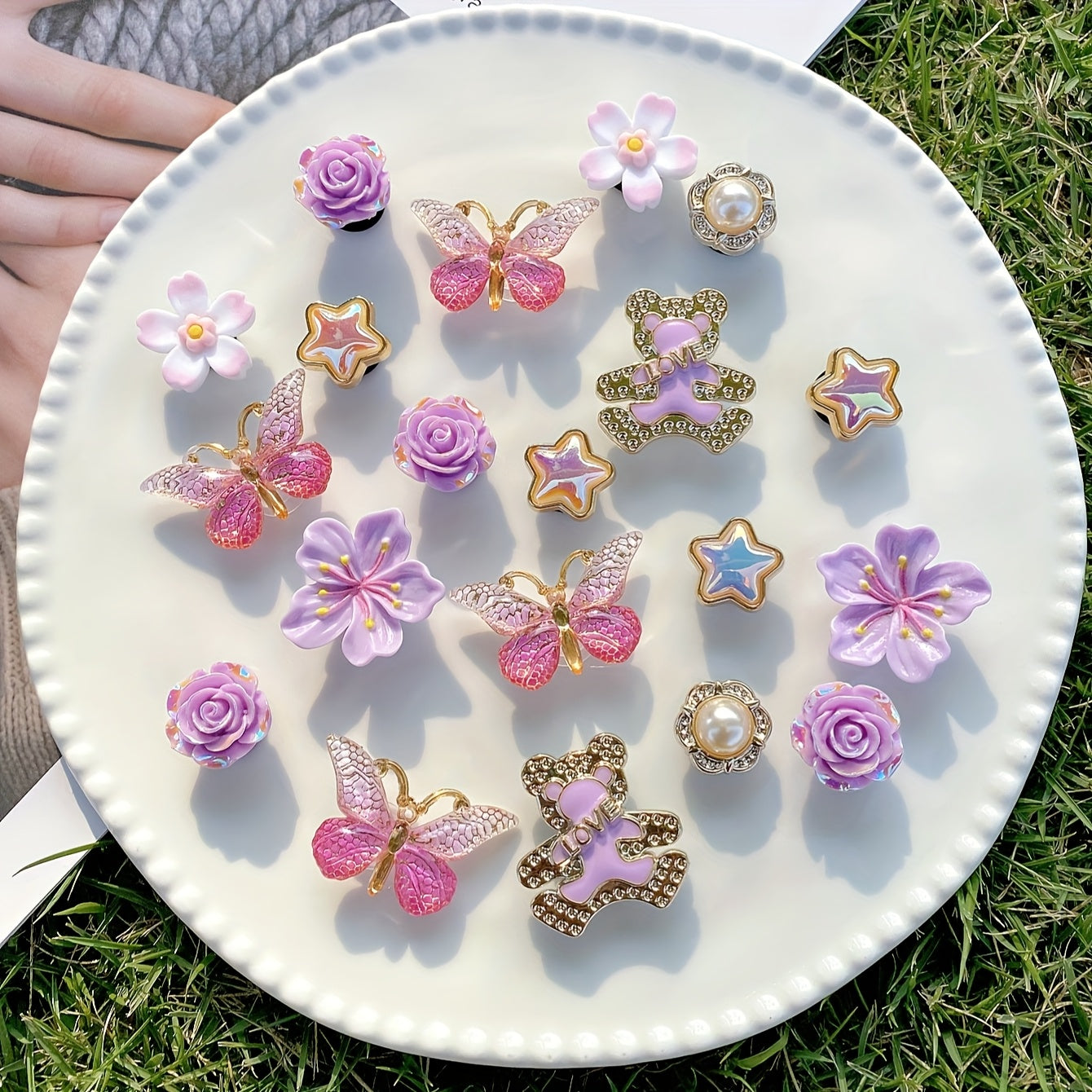 TEMU 20pcs Purple Bear Shoe Clips Diy Decoration, Suitable For Women's Sandals, Slippers, Beach Bag Multi-functional Shoe Clip Accessories, Very