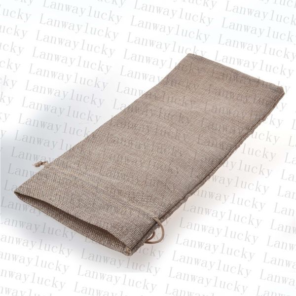 10pcs-lot Jute Wine Bottle Gift Bags bury 16*36cm Christmas wine Decorations folding bags Festive supplies