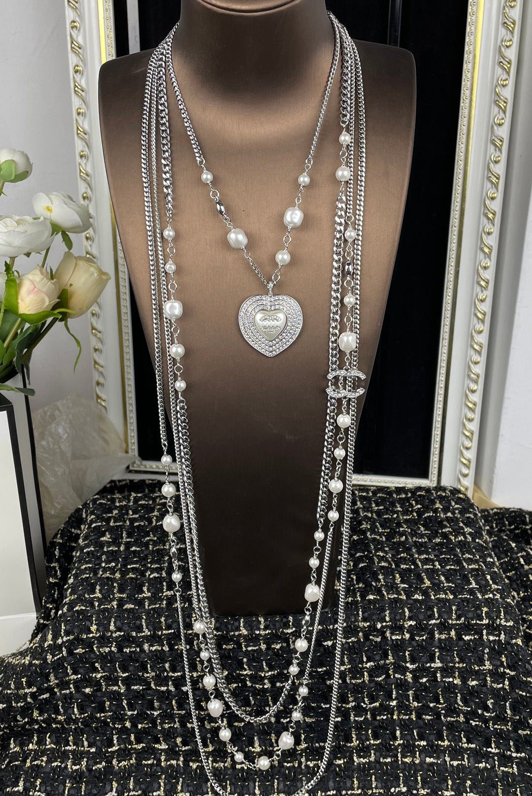 20 style new Women C Pendant Necklaces Luxury Designer ccity Jewelry Woman Fashion chokers Pearl long Sweater chain gold Necklace gift 64