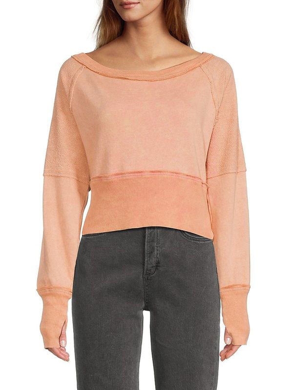 Last Minute Cropped Sweatshirt - Coral - L