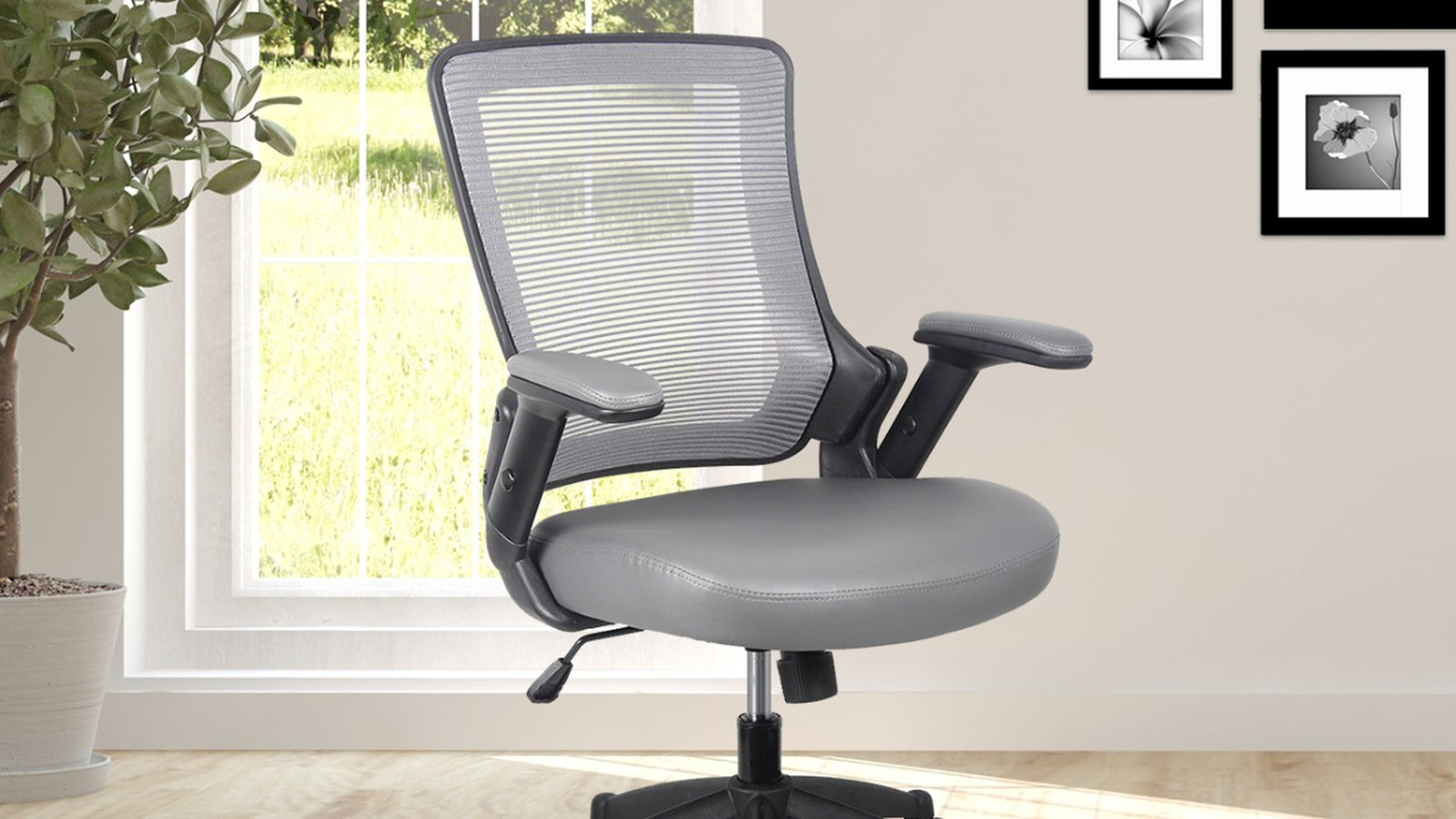 Techni Mobili Mid-Back Mesh Task Office Chair Grey