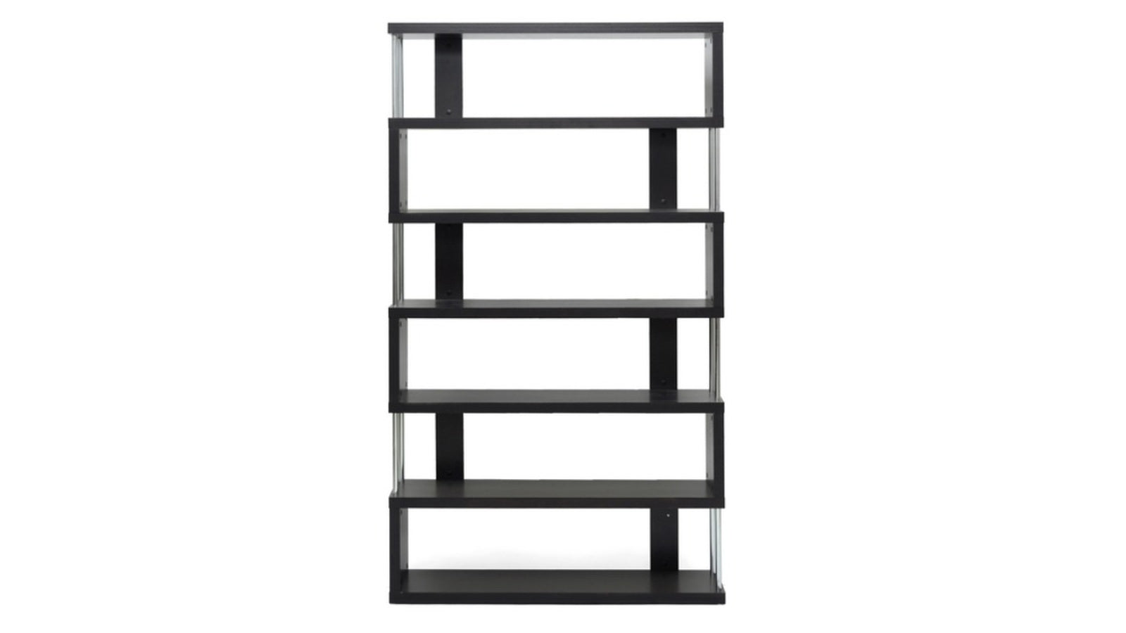 Skyline Decor Barnes Modern Six-Shelf Bookcase: Chromed steel shelf Dark Brown