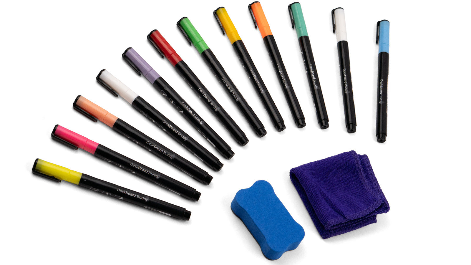 DeskBoard Buddy 12 Pack Dry Erase Markers For Black DeskBoard Buddy