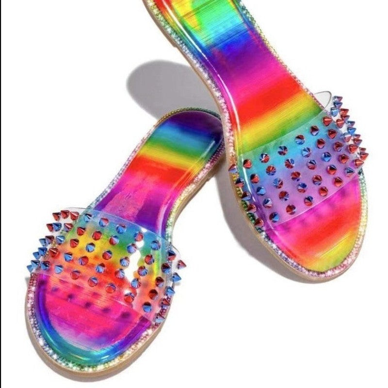 Glitter Slippers Women Summer Sandals Fashion Bling Female Candy Color Flip Flops Beach Diamond Flat Shoes Outdoor Sandals1