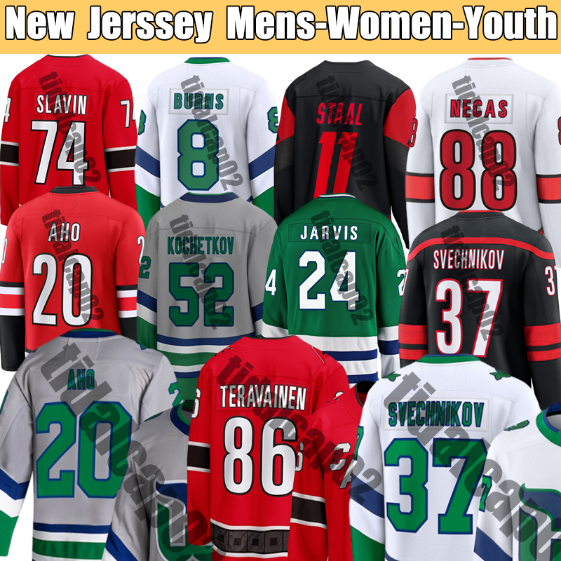 #20 Sebastian Aho carolina Hockey jersey Martin Andrei Svechnikov hurricanessS jersey Necas Seth Jarvis Brent Burns Pyotr Kochetkov Staal hartford w