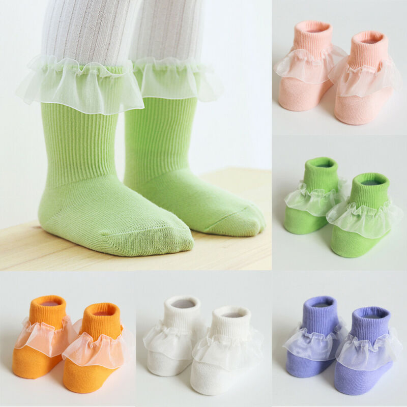 0-5Y Cotton Infant Baby Socks Lace Princess Socks Baby Girls Boys Anti Slip Warmers Socks