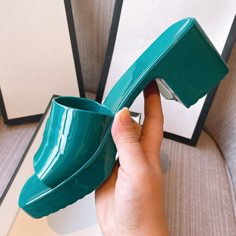 2021 Candy Color Platform Jelly Shoes Summer Womens Beach Slippers Outdoor Casual Sandals Thick Sole Flip Flops Women Shoes MMM