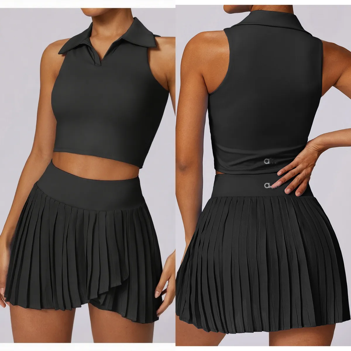 A143 Summer Outdoor Leisure Tank Shirts Pleated Skirt Running Fitness Suit Breathable Yoga Nude Tennis Suit