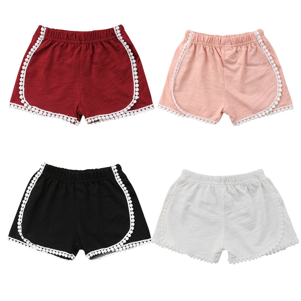 Toddler Infant Children Baby Girl Cotton Pants Solid Casual Bloomers Panties Lacework Shorts 3M-4T Wholesale