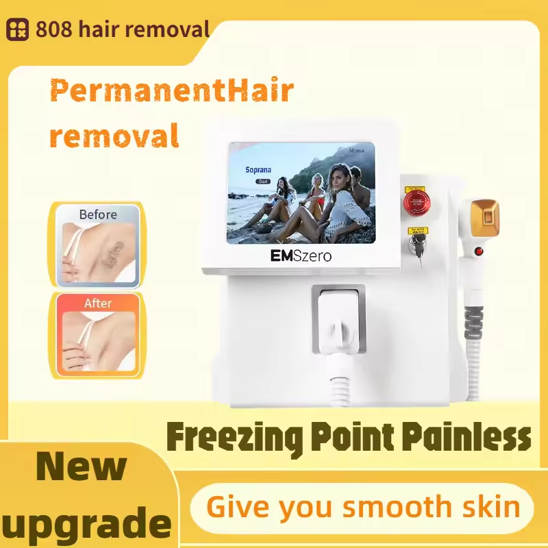 808 Ice Platinum Cooling Diode Laser Hair Removal Device Professional Permanent Painless Treatment for Body Face Underarm