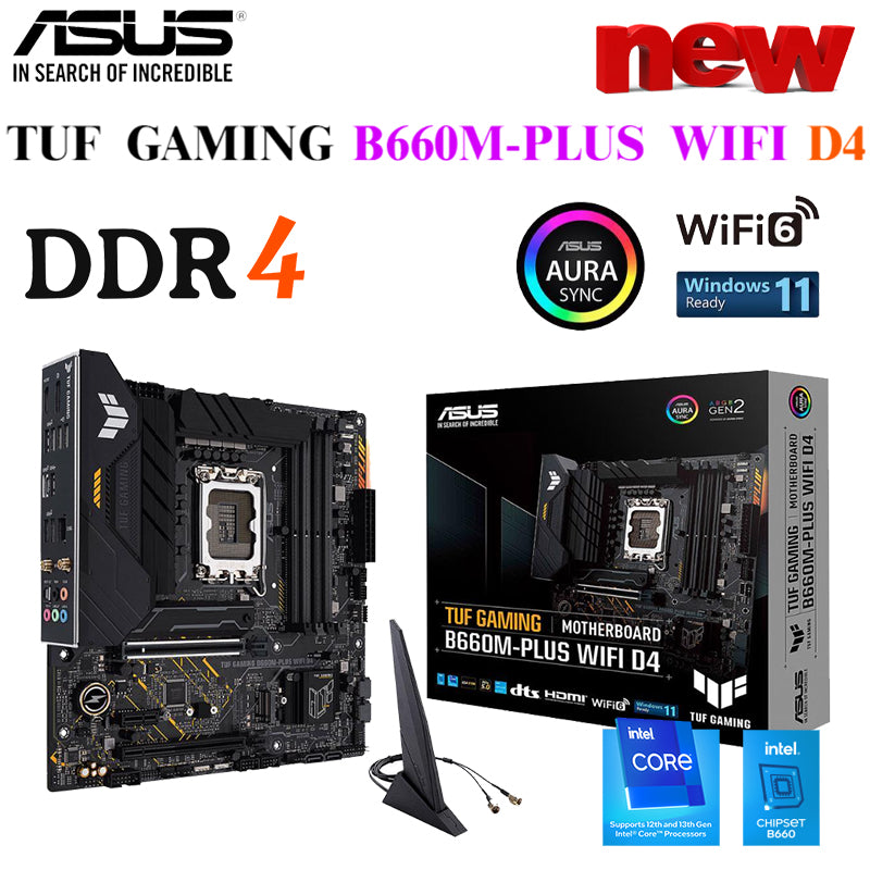 ASUS TUF GAMING B660M-PLUS WIFI D4 LGA 1700 Motherboard Support Intel Core 13th and 12th Gen CPU DDR4 128GB PCI-E 5.0 Placa Me