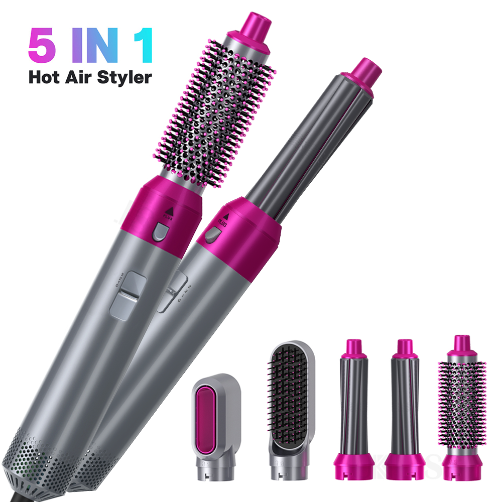 5 in 1 Electric Hair Dryer Blow Dryer Hair Curling Iron Rotating Brush Hairdryer Hair Straightening Comb Curling Hot-air Brush