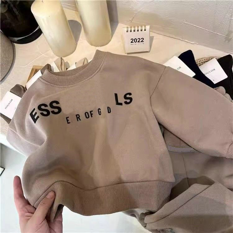 Kids Luxury Tracksuits Boys Girls Designer street Clothes Pullover cotton Hoodies Two Piece Plush Set esskids-16 Children Hooded Sweater pants plus