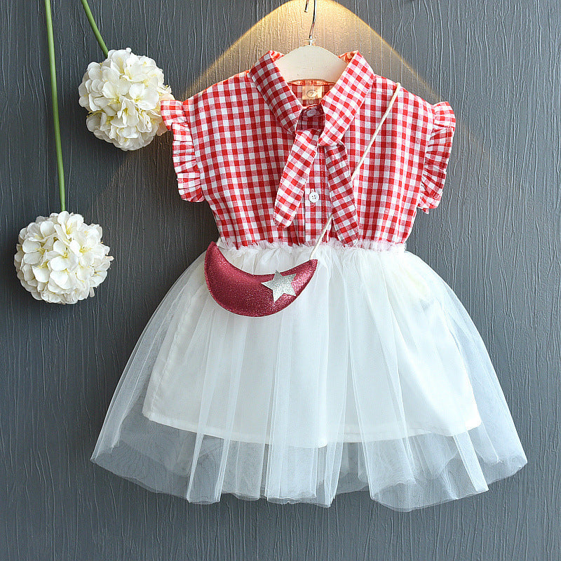 Cute Childrens Clothes Baby girl dress Lace Peter Pan Collar Ball Gown Knee-Length Dresses Cotton Patchwork Mesh Kid Pettiskirt