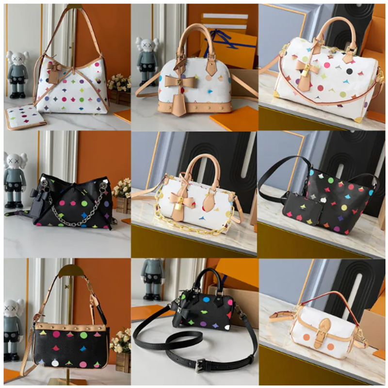 designer bags shoulder bag leather takashi murakami handbag canvas women colorful bag fashion composite lady beach clutch tote woman bag purse walle