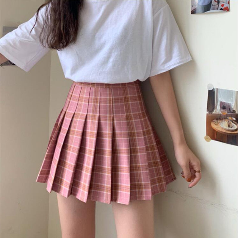 Blackday Plaid Short Skirt Mini Pleated Clothes White Skirts Womens Harajuku Fashion 2020 Summer The New High Waist Streetwear Vintage