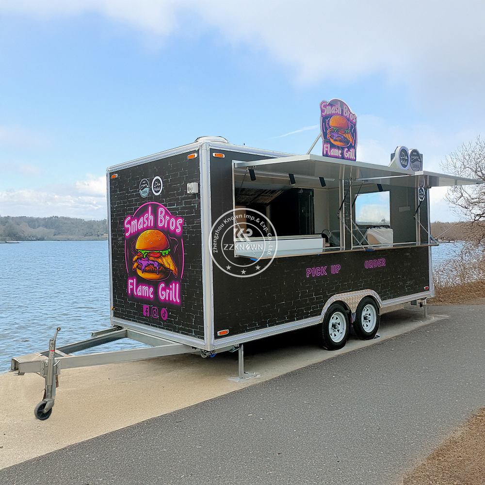 Custom Size Dining Car Food Truck Concession Catering Food Trailer USA Ice Cream Hot Dog Food Cart Square Mobile Catering Truck