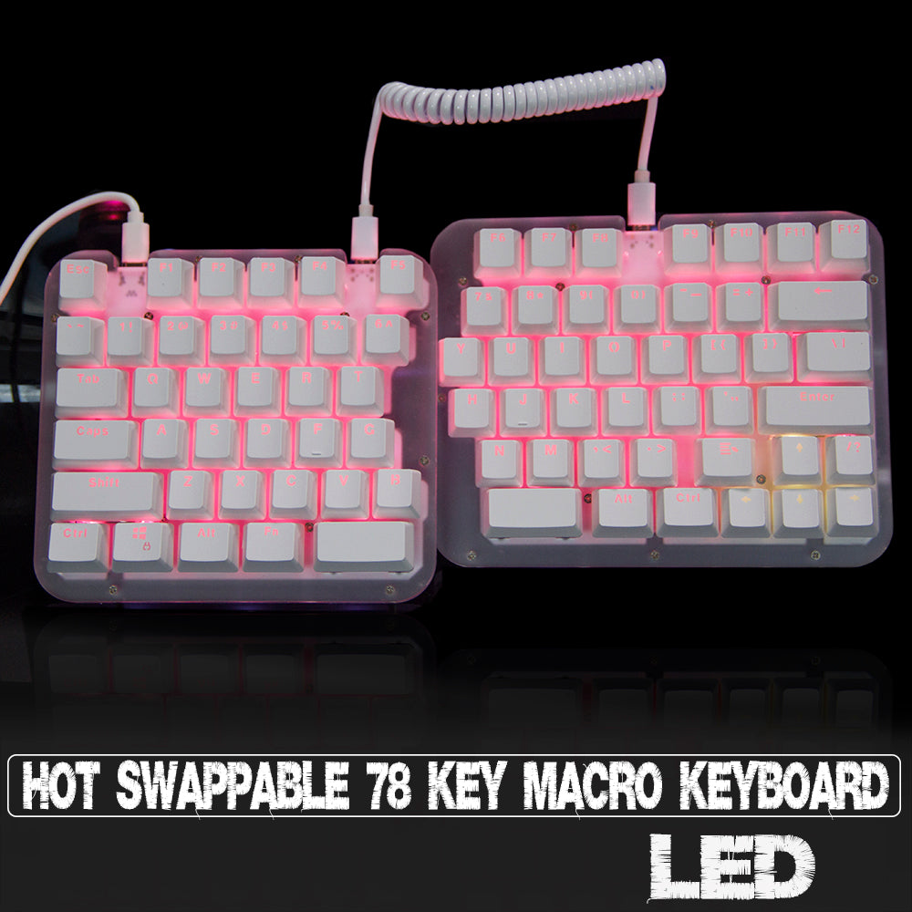 Macropad 78 Key Programmable Keyboard Gateron switches keycap full size LED Transparent Split Mechanical Keyboard with software
