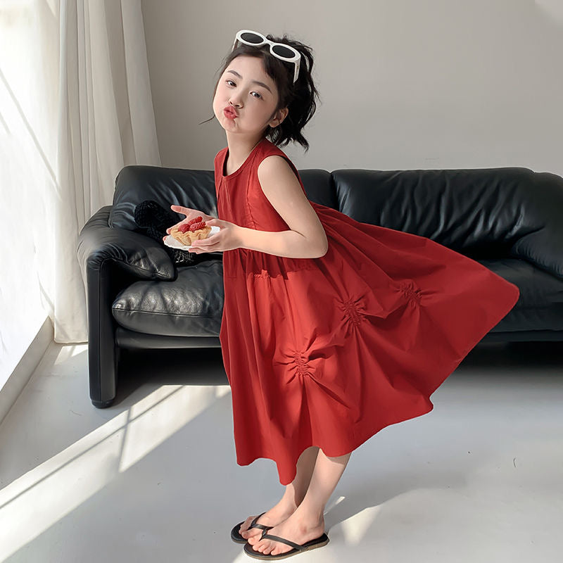 D114 Girls&#039; summer dress all-match new style girls summer super beautiful vest dress Western style baby girl princess skirt