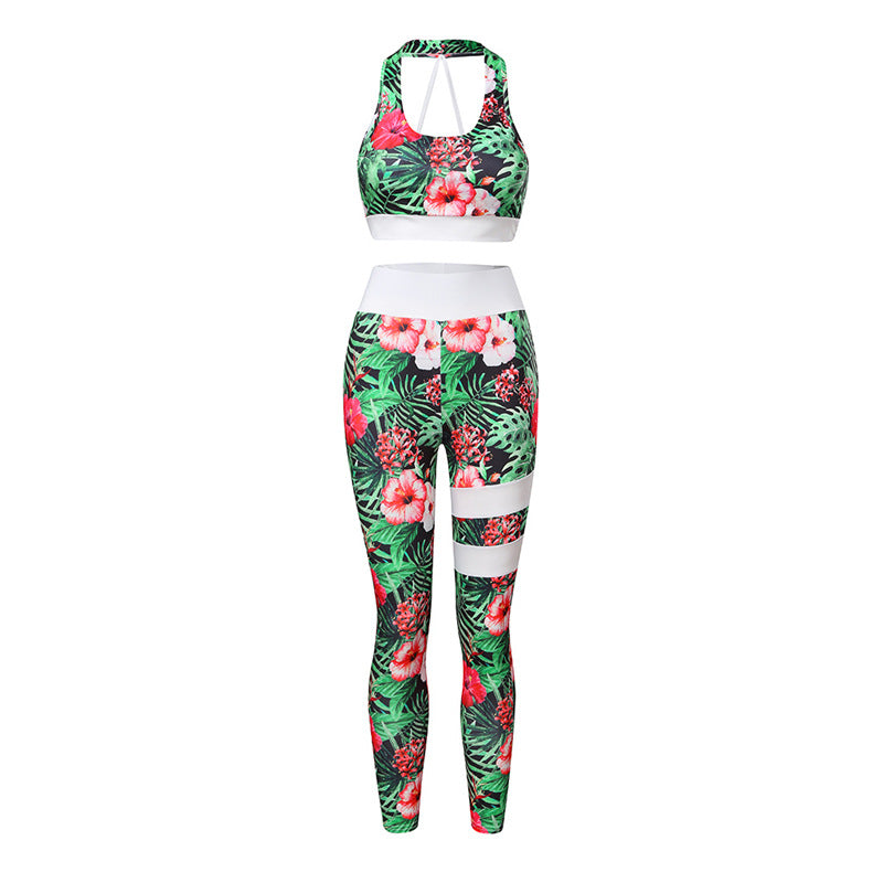 European and American Hot Selling Autumn New Womens Fashion Camouflage Printing Yoga Sports Suit