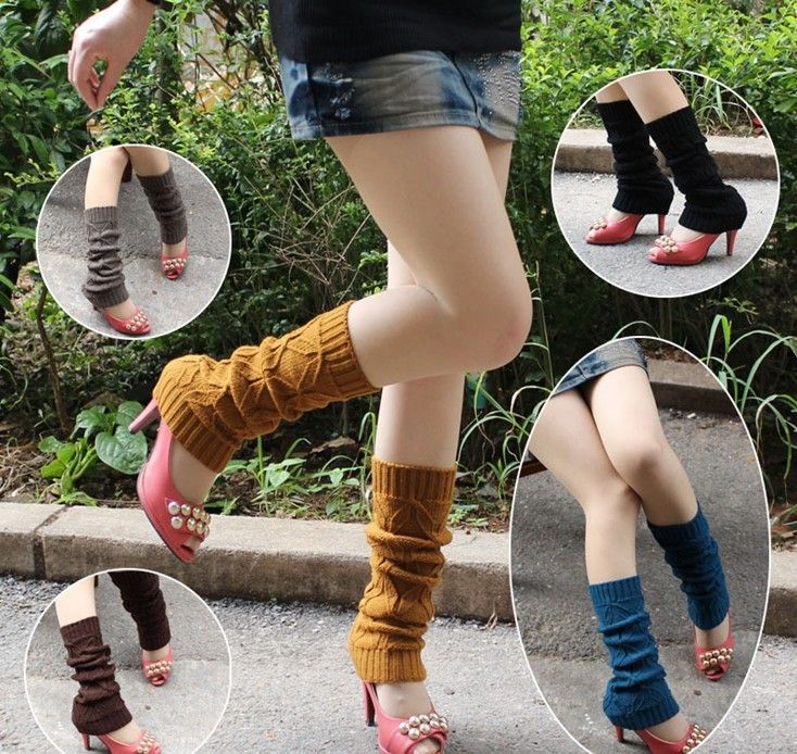 Autumn winter Koreal style Knitted Leg Warmers Stocking Socks Boot Covers Leggings Tight 24 pairs-lot mixed colors #3426