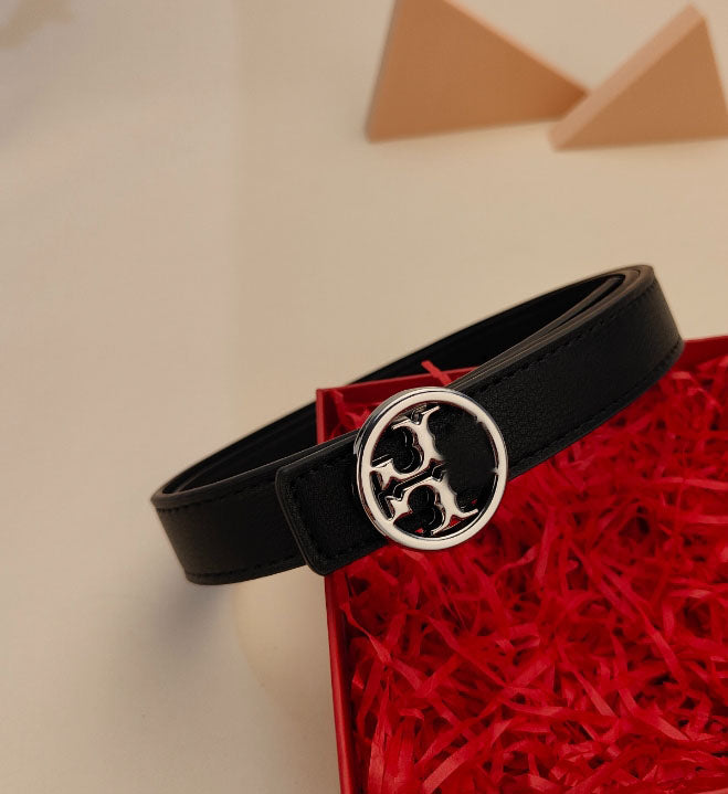 Denim Decorative Smooth Pattern Button 24SS Pink Designer Round Belt Belt Womens Womens Dress Doublesided Small Lychee 33A2