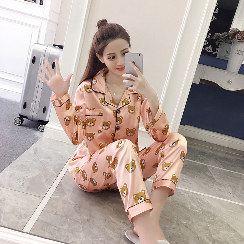 2021Long Sleeve Silk Pajamas Suit Women Autumn Pajama Sets Silk Satin Pijama Sleepwear Pyjamas Plus Size 3XL 4XL 5XL Nightwear Set