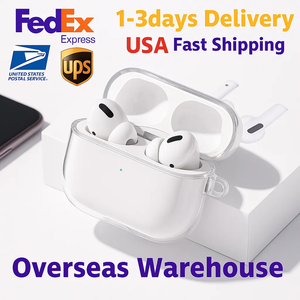 USA Stock For Apple Airpods Pro 3 Generation pro 2 USB C airpods 4 Headphone Accessories Solid TPU Silicone Protective Earphone Wireless Charging Sh
