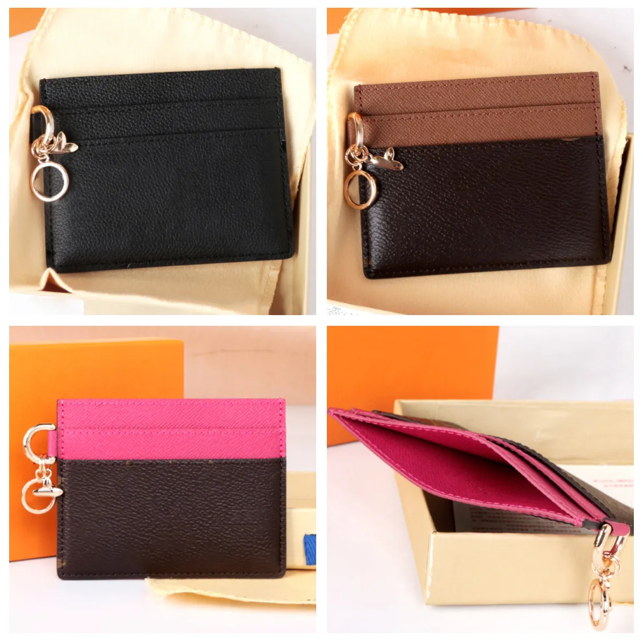 Womens Luxury Business Card Holder coin purse Top Quality Designer Slim leather wallet Flower Brown print wallet Elegant Women&#039;s ID Credit Card