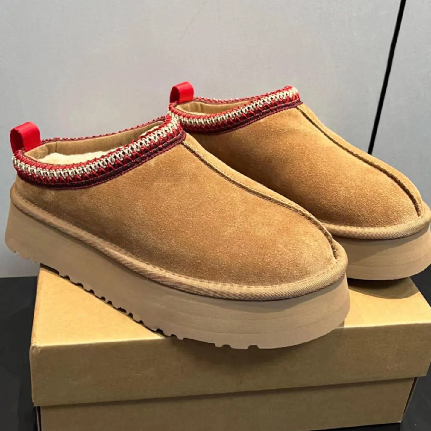 Designer Tasman Slippers Women&#039;s Tazz Slippers Vintage Mustard Seeds Chestnut Sand Matte brown fur sheepskin Classic Boots Winter non-slip shoe