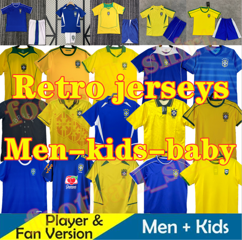 1988 1998 Brasil Retro Ronaldo Men kids PELE soccer jerseys 2002 Carlos Romario Ronaldinho shirts 2004 1994 BraziL NEYMAR JR RIVALDO ADRIANO KAKA 20