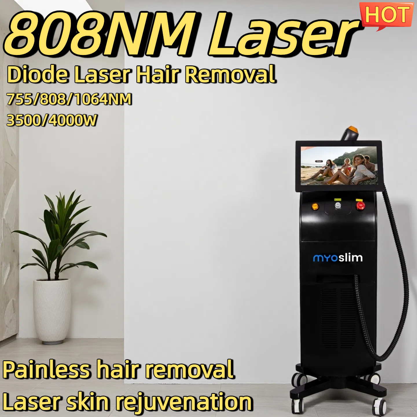 The Best Diode Laser Hair Removal Machines Professional 755nm-808nm-1064nm Painless Permanent Hair Removal Non-invasive Permanent Cooling Head Painl