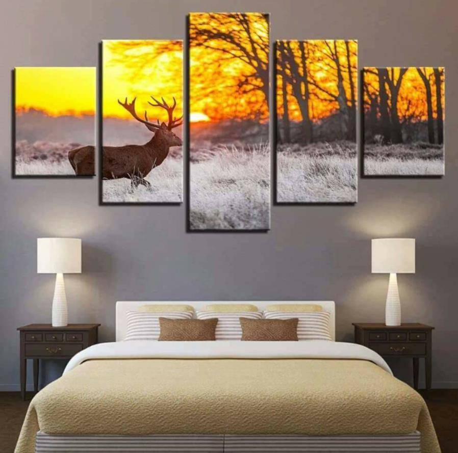 Wall Art picture Deer Animal Africa 5 Panels Wall Art Canvas Paintings Wall Decorations for Home Office Artwork Home Decor
