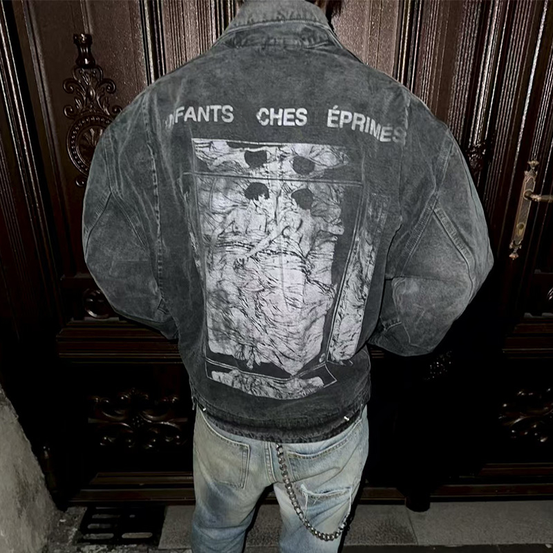 Men&#039;s plus size Outerwear & Coats Washed Black Jackets