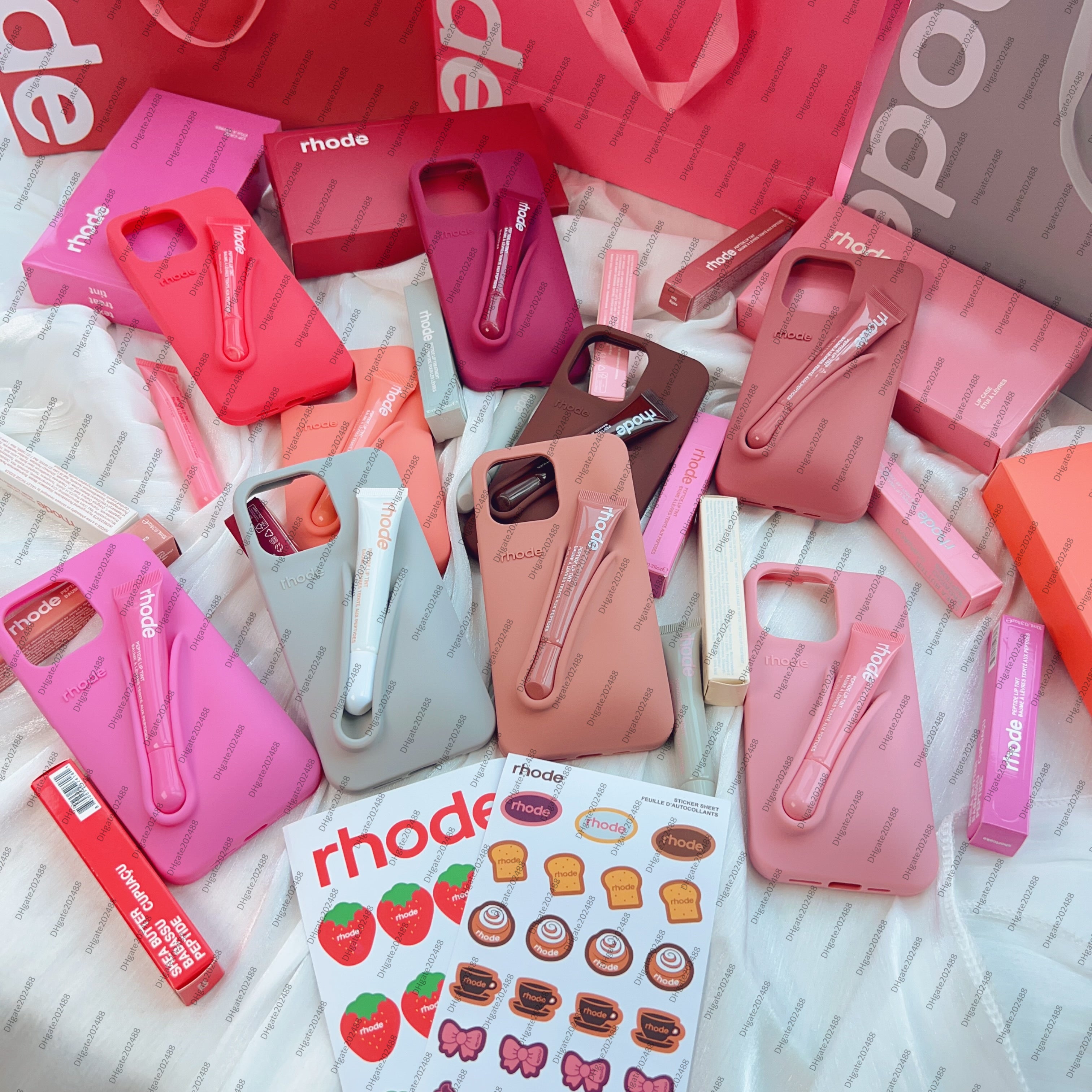 rhodes phone case For iPhone 16 Pro Max case 16 15 Plus 14 Pro 13 12 Luxurys Designer Fashion iphone case Lip Gloss Lipstick Lip Balm Silicone Phone