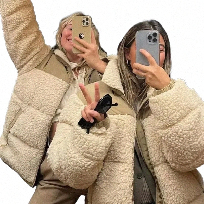 women&#039;s Jackets Winter Fleece Jacket Women Faux Shearling Outerwear Coats Female Suede Fur Coat Men Warm Thickened Lamb Puffer M8XU#