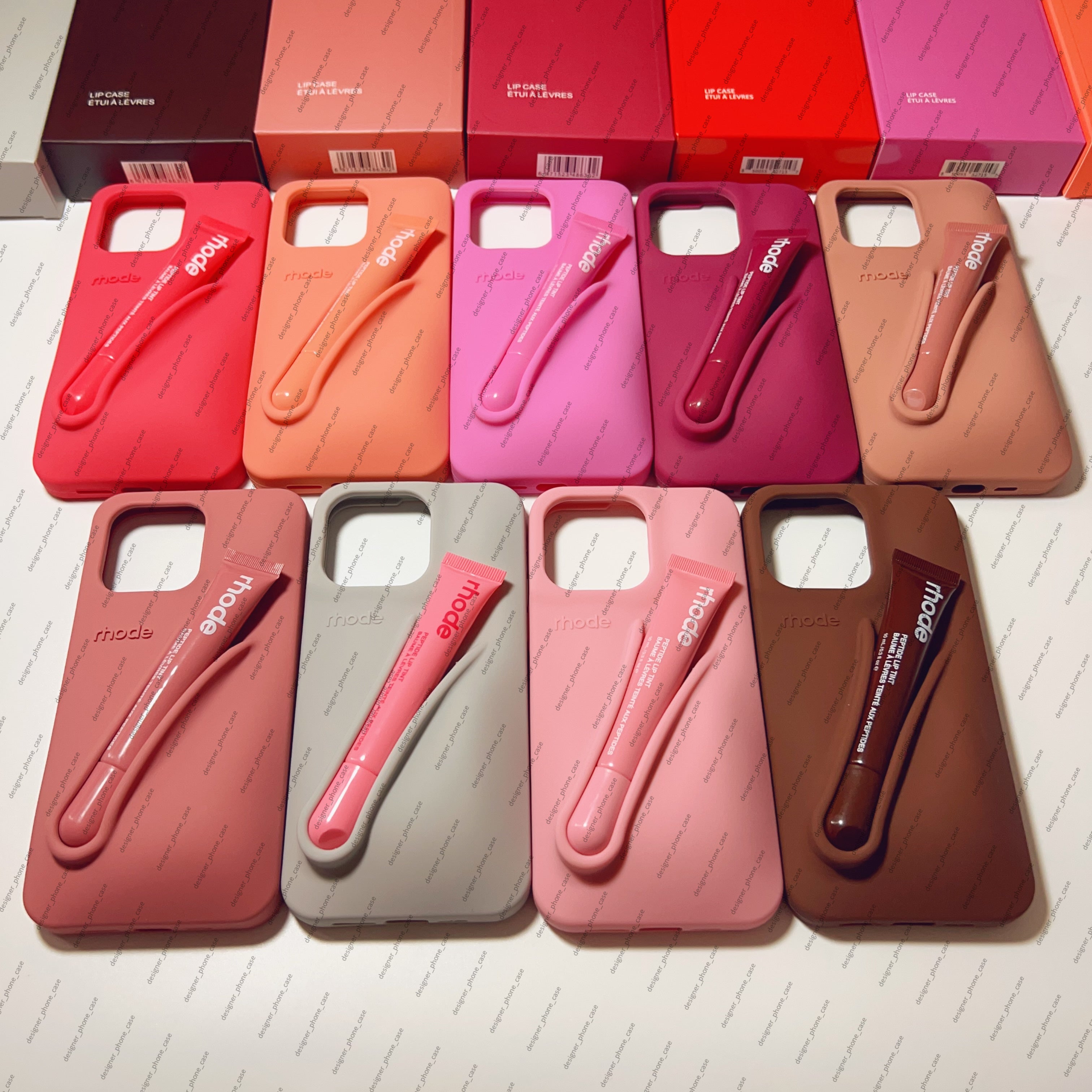 Rhode designer lipstick portable phone case design lipstick lipstick 3D Make Up silicone phone case for Apple iPhone 16 15 14 13 12 pro max high-qua