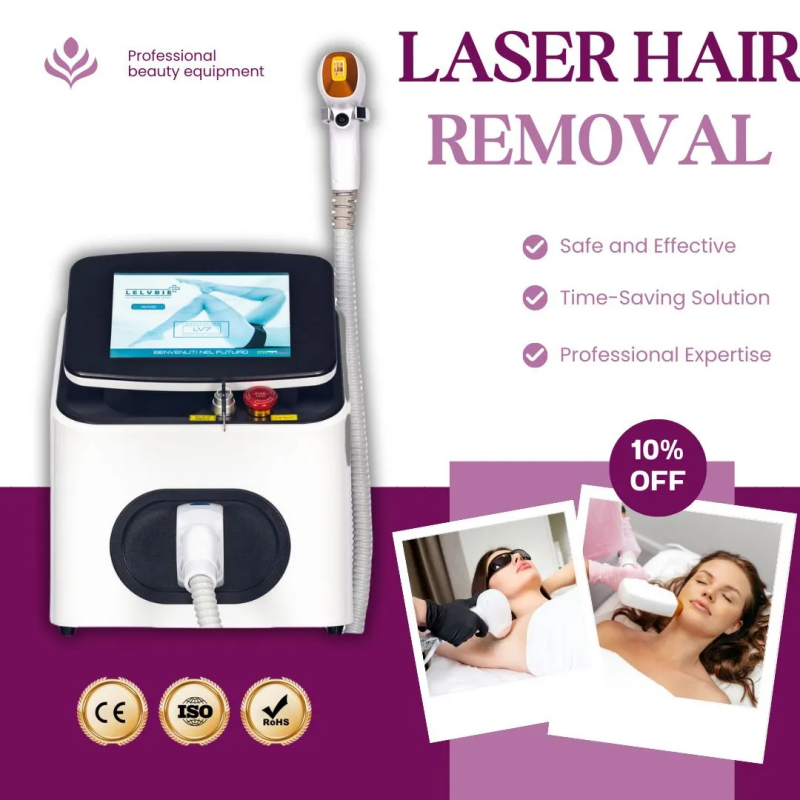 Diode Laser Hair Removal Device 808nm Triple Wavelength Painless Permanent Hair Removal Machine For Beauty Salon Or Spa Equipment