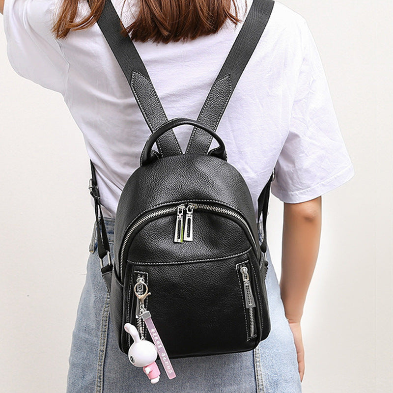 Soft PU Leather Women Backpack small Cute pendant backpacks for girls teenagers lady Shoulder Bag 2021 Daypack bagpack pink L00
