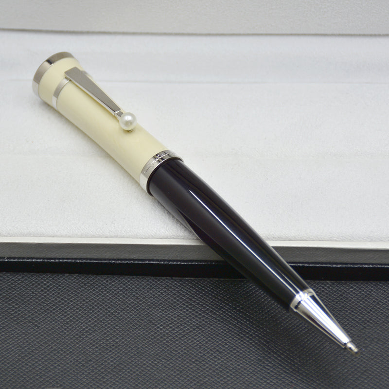 classics Black and white Roller ball pen - ballpoint - Fountain pen with Pearl clip office stationery business Writing refill pens for birthday gift