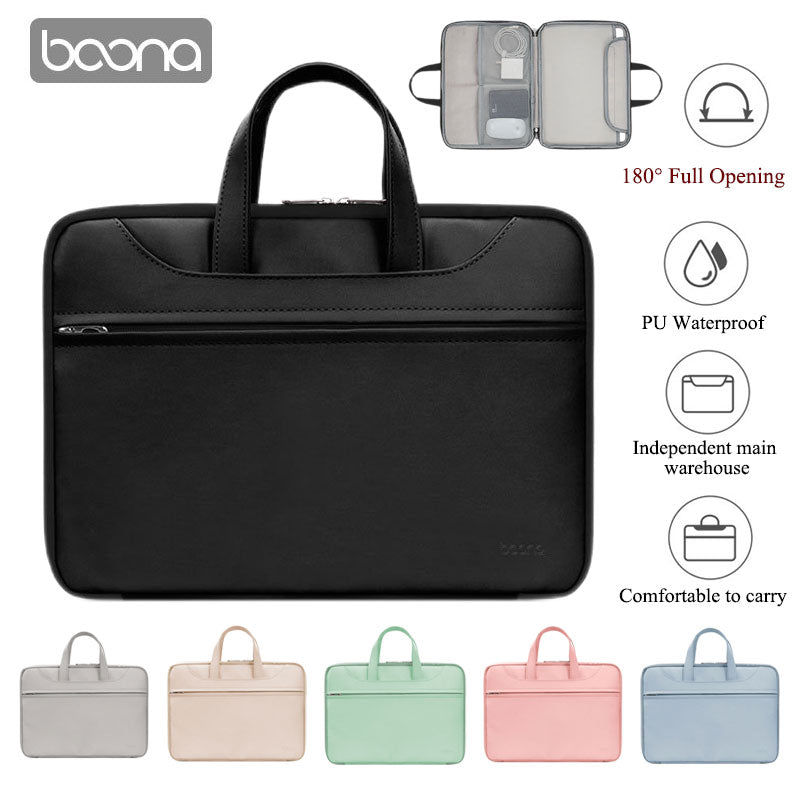 Boona PU Leather Laptop Bag 13-14-15-15.6 inch Fashion Laptop Case Tablet Sleeve Bag for Macbook Air Pro13 HP DELL Notebook Bag