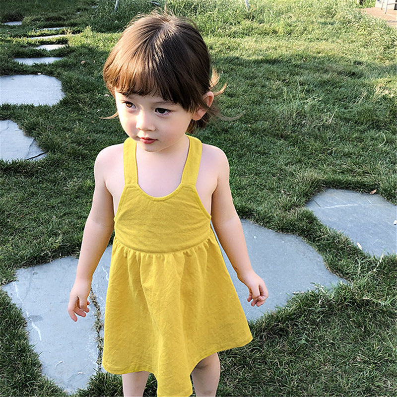 2021 summer baby dress for kids clothes girls beach dresses Solid color baby girl Jumperskirt children clothes