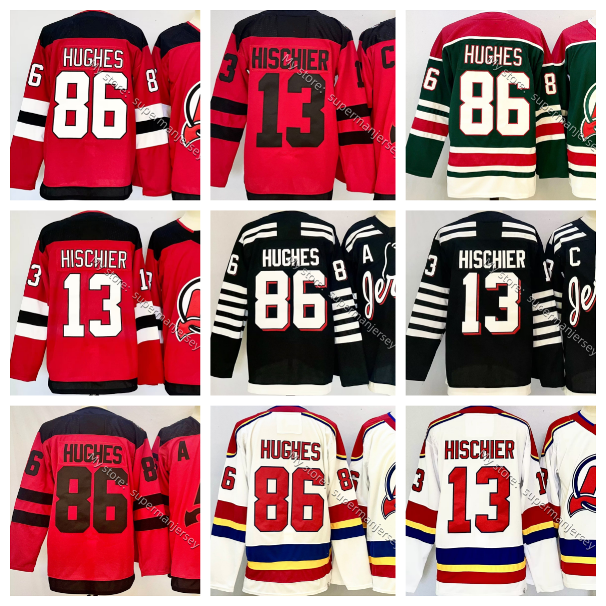 13 Nico Hischier Jack Hughes 86 New Jersey Devils Hockey Jerseys Martin Brodeur 30 Jesper Bratt White Men Stitched Jerseys