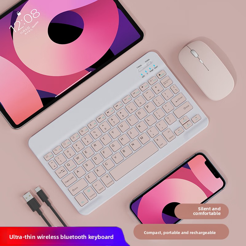 Charging Wireless Silent Bluetooth Keyboard Compatible with iPad and Notebooks