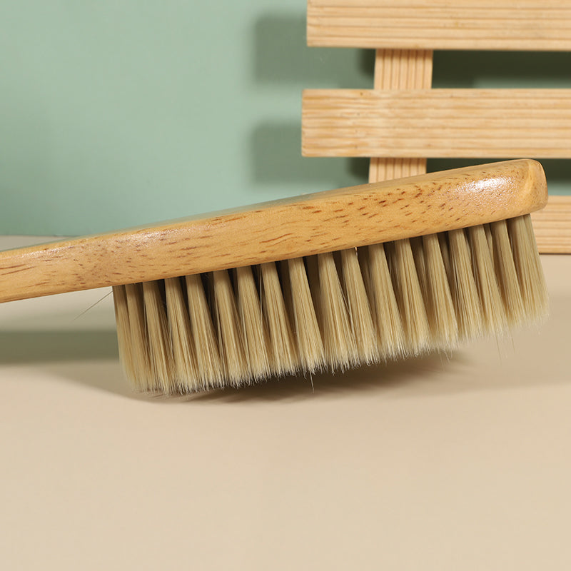 Pig hair solid wood shoe brush multifunctional non damaging shoe leather shoe leather care dust removal and oiling household cleaning brush care bru