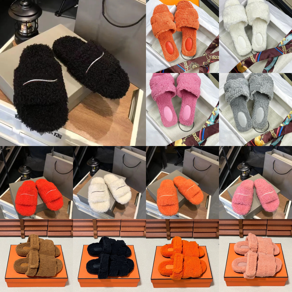 Size 35-46 Fur Slides Designer men women Slippers Ladies Wool Winter Fur Fluffy Furry Warm Letters Sandals Comfortable Fuzzy Girl Flip Flop Slipper
